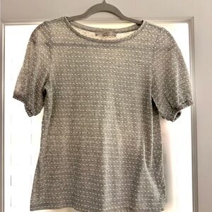 LOFT Light Gray Dot-Textured Short Sleeve Tee